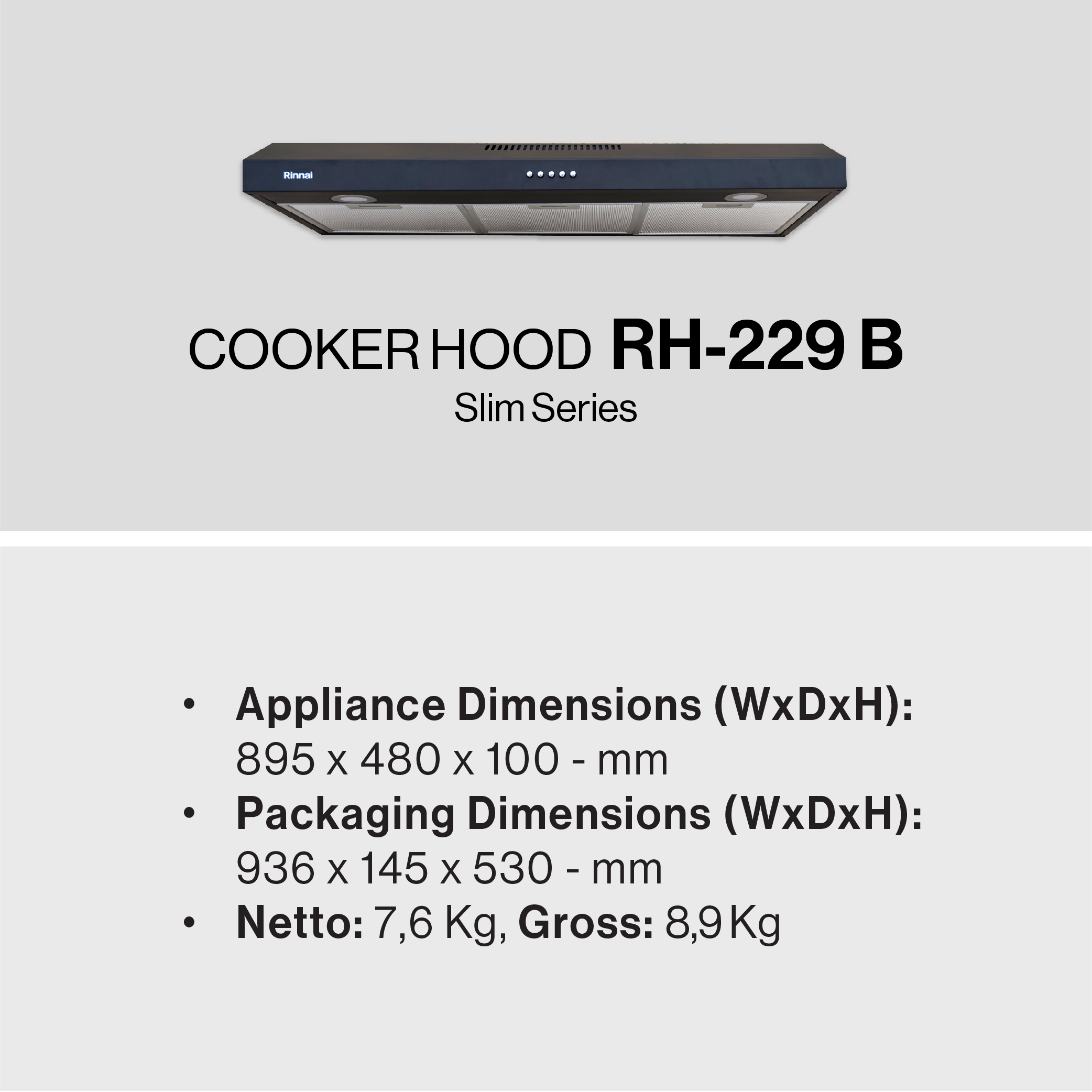 Rinnai Cooker Hood - RH229B